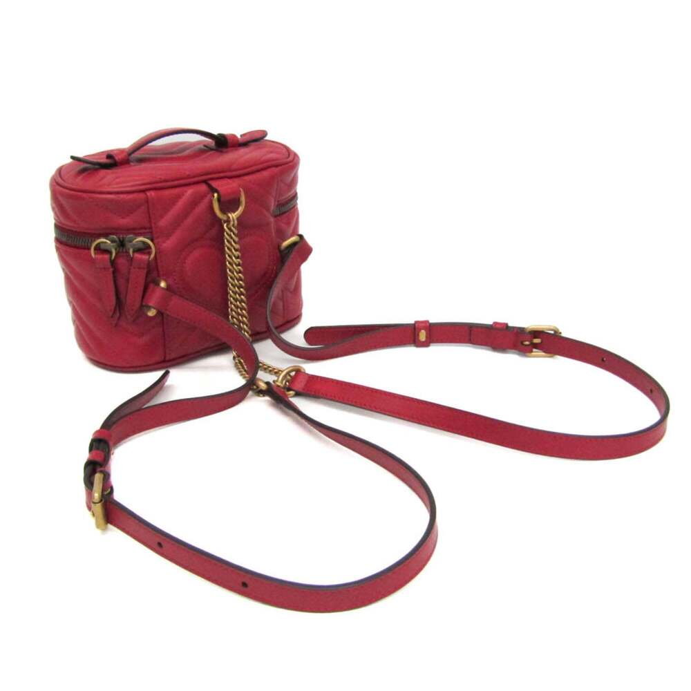GUCCI Authentic Red Leather GG Marmont Backpack - Picture 2 of 12